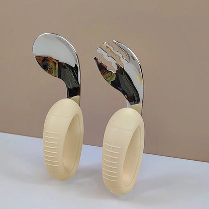 Neues Design Baby-Lernbesteck – Silikon & 316 Edelstahl Gabel Löffel