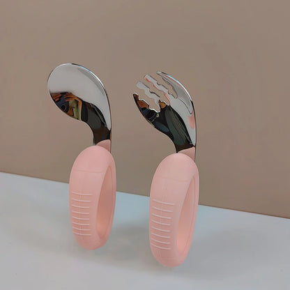 Neues Design Baby-Lernbesteck – Silikon & 316 Edelstahl Gabel Löffel